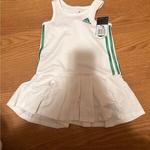 adidas Kids Dress in White with Green Stripes